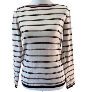 Tommy Hilfiger White and Black Striped Sweater
